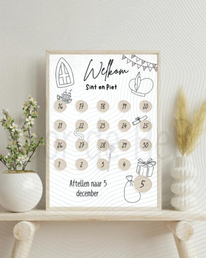 Aftelkalender 'welkom Sint en Piet'